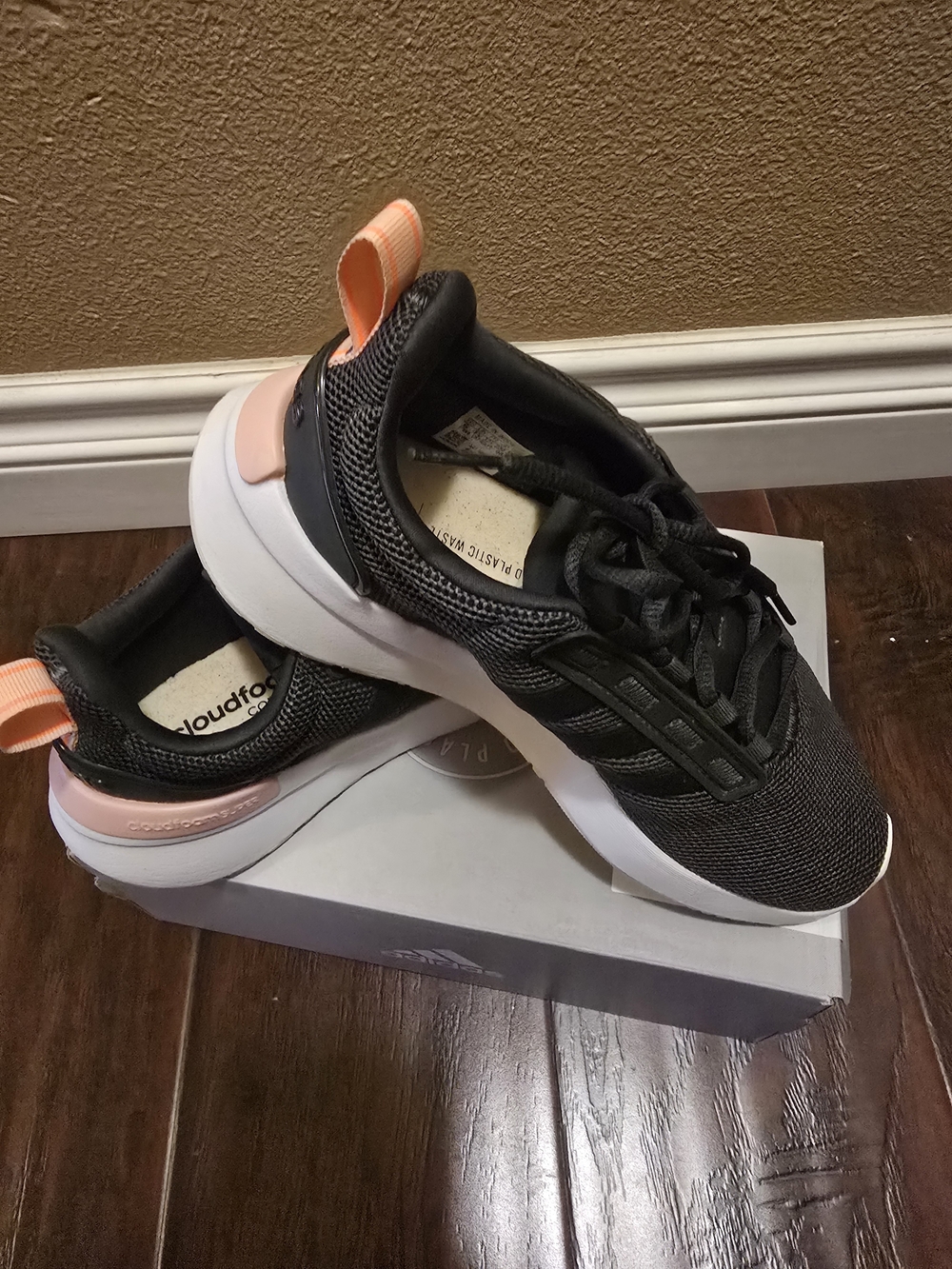 Adidas Women's Black, Pink and Peach Athletic Sneakers